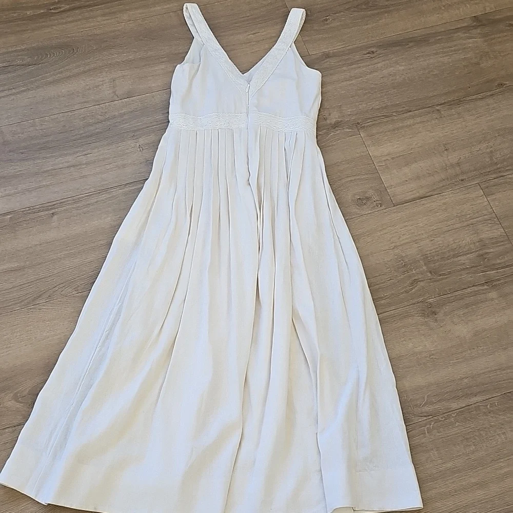 Taylor Linen Blend Midi Elegant White Sleeveless Dress Size 8 - Picture 7 of 9